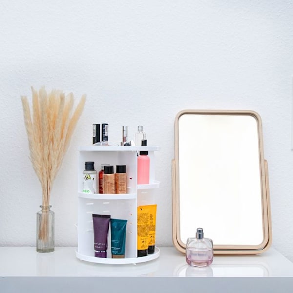 Sminkbox 360 graders roterande makeuporganisator Vit Intirilife Vit