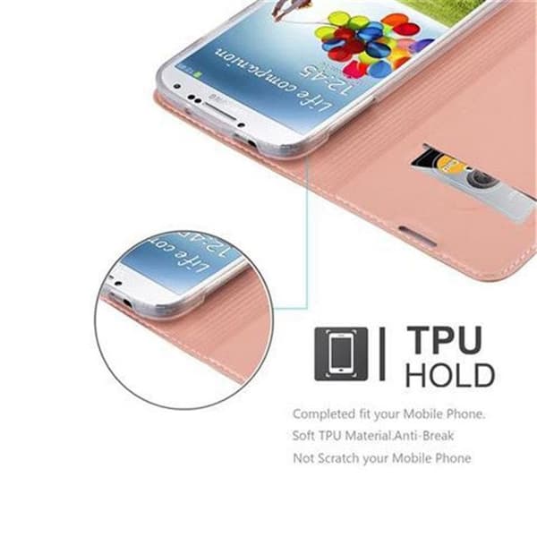 Fodral med lock för Samsung Galaxy S4 Plånbok i KLASSISK GULD ROSÉ Stötsäker Ros