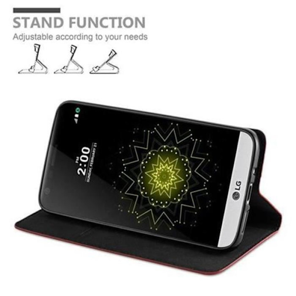 LG G5 Fodral i APPLE RED från Cadorabo (INVISIBLE MAGNETIC CLOSURE Design) Helt skyddsfodral med Flip Flip