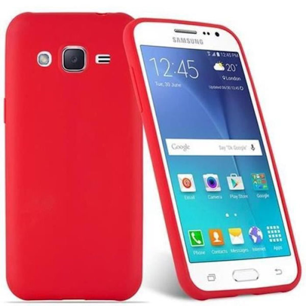 Samsung Galaxy J2 2015 Fodral (5) CANDY RED Cadorabo DESIGN CANDY Cover TPU Silikonskydd Fodral Cover Ultra Slim Bumper