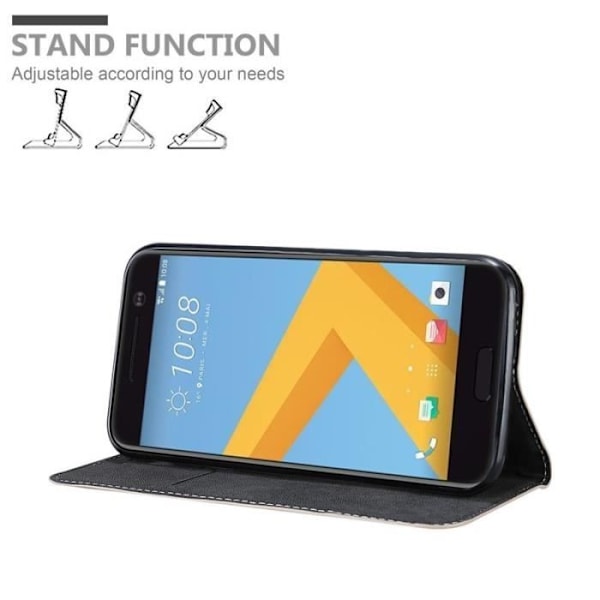 Plånboksfodral - CADORABO - HTC 10 (One M10) - Konstläder - Svart - Osynlig magnetisk stängning Svart