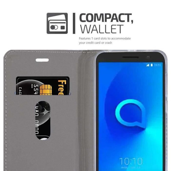 Coque - CADORABO - Alcatel 3 - Mörkblå Svart - Syntetiskt läder - Magnetisk stängning mörkblå svart