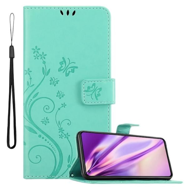 Coque för Xiaomi Mi 11 LITE (4G / 5G) - CADORABO - Etui i TURKOS BLOMMÖNSTER - Plånbok Wallet Turkos