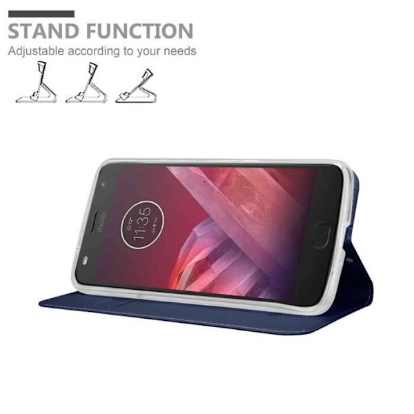 Cadorabo Fodral för Motorola MOTO Z2 i KLASSIG MÖRKBLÅT skyddsöverdrag med magnetlås, horisontellt stativ och spår