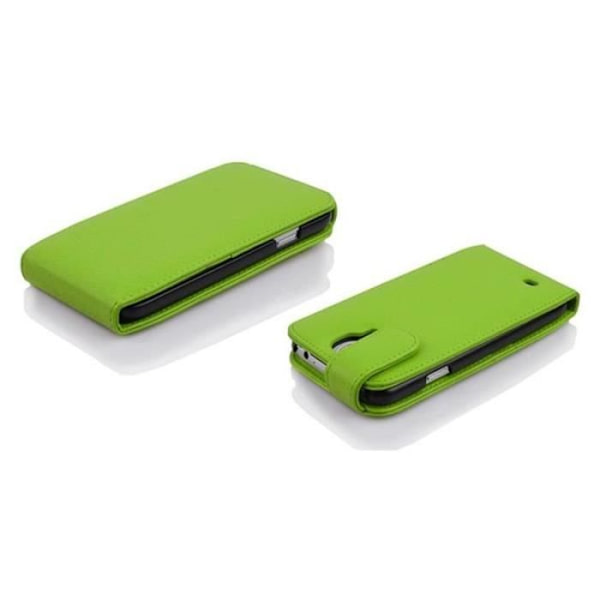 Cadorabo Fodral Samsung Galaxy S5 MINI / S5 MINI DUOS DESIGN FLIP Stil Fodral Fodral Fodral konstläder Struktur PAPEGOTA GRÖN