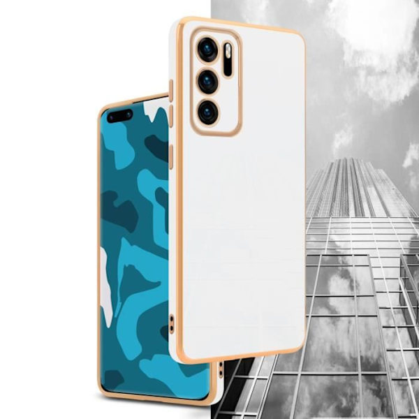 Skyddsfodral - CADORABO - Huawei P40 - Silikon TPU - Kameraskydd - Glansigt design Vitt guld