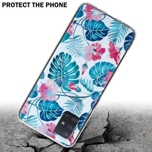 Skal för Samsung Galaxy A51 4G / M40s Fodral TURTLE LEAVES Fodral Skydd Silikon TPU Blommig plånbok