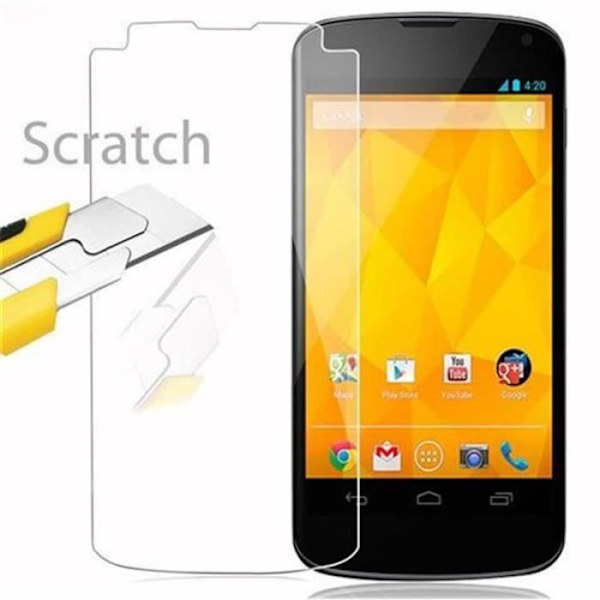 Cadorabo härdat glas LG GOOGLE NEXUS 4 skärmskyddsfilm härdat skydd för display TRANSPARENT Transparent