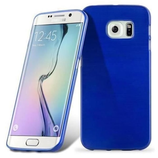 Samsung Galaxy S6 EDGE Fodral - CADORABO - Borstad metalldesign - Silikonskydd - Blå Blå