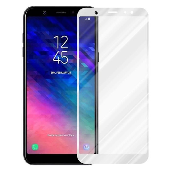 Härdat glas för Samsung Galaxy A6 2018 TRANSP, VIT skyddsfilm Samsung Galaxy A6 2018 helskärm Samsung Galaxy A6 2018