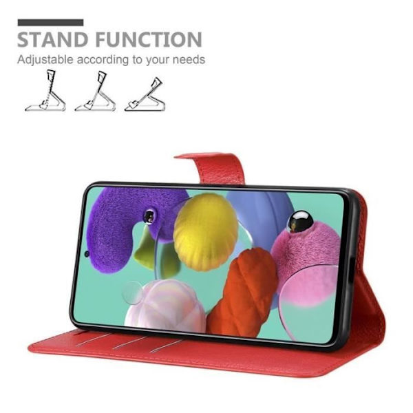 Fodral - CADORABO - Samsung Galaxy A51 5G - Läderimitation - Röd - Stativfunktion Röd