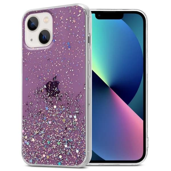 iPhone 13 Skal Lila med Glitter Skydd Glittrande Design Violett