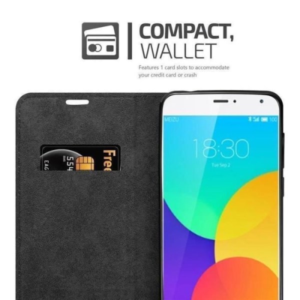 Coque - CADORABO - MEIZU MX4 - Simili-läder - Magnetisk stängning - Ställfunktion Svart
