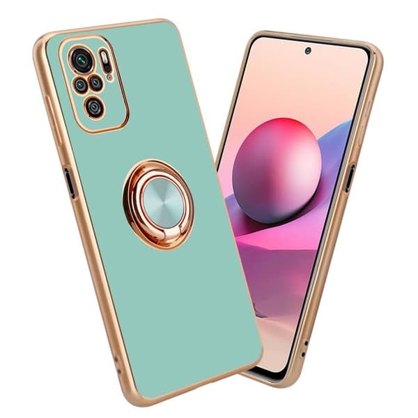 Fodral för Xiaomi RedMi NOTE 10 4G / RedMi NOTE 10S Glansig Turkos - Guld med kameraskydd Blå
