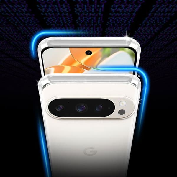 Skal för Google Pixel 9 / 9 PRO i transparent stötabsorberande silikon Vit