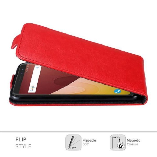 Fodral till WIKO VIEW PRIME i APPLE RED Cadorabo Cover Protection flip magnetisk stängning