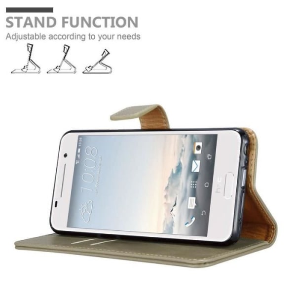 HTC One A9 fodral - CADORABO - Brun - Imiterat läder - Stativfunktion - Kortfack kastanj