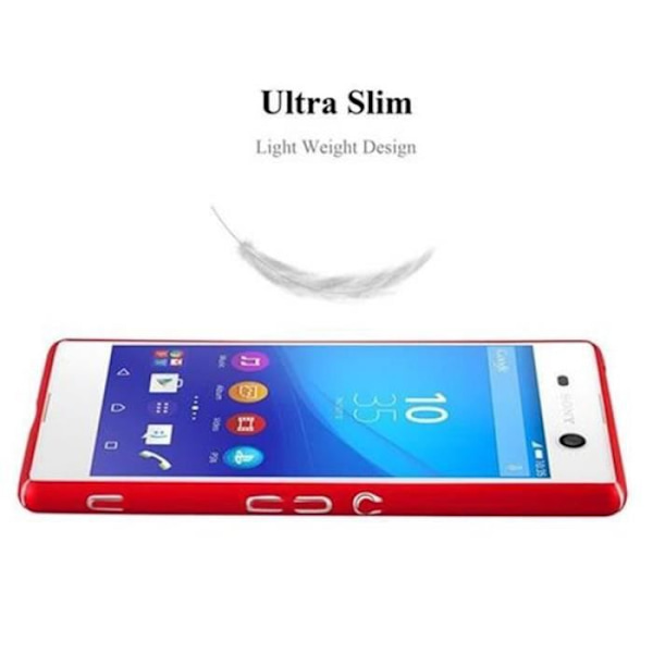 Cadorabo Sony Xperia M5 Fodral RÖD METALL DESIGN MATTE METALL Hård plastfodral Skydd Hårt fodral Skydd Ultra Slim Bumper