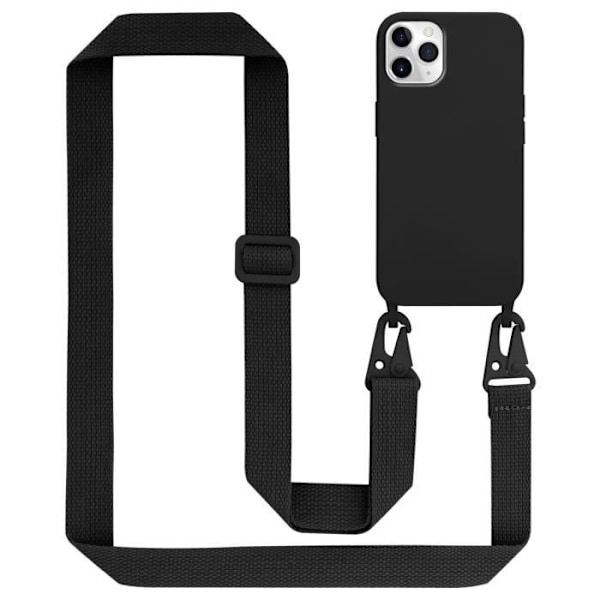 Halsbandsfodral till Apple iPhone 11 PRO Fodral i LIQUID BLACK Fodral Modehalsband Moderiktigt fodral Fodral Silikon Justerbar