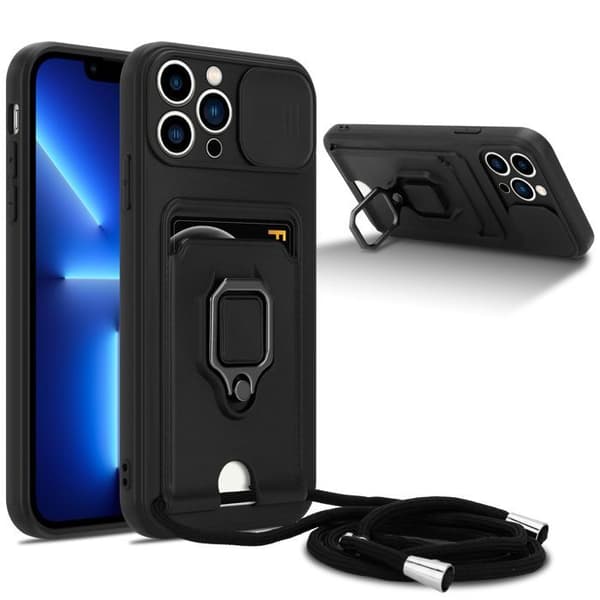Skyddsfodral för iPhone 13 PRO med justerbar axelrem Svart