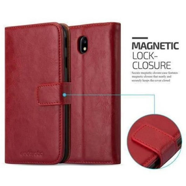 Samsung Galaxy J7 2017 (7) Fodral i CHERRY RED av Cadorabo (LUXURY Design) Helt skyddsfodral med flip flap och