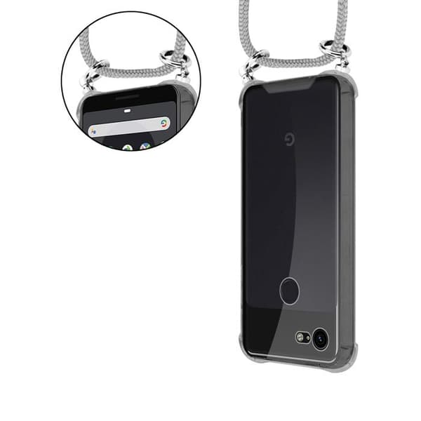 Fodral för Google PIXEL 3A XL med axelrem i GRÅSILVER med justerbar snodd Grå