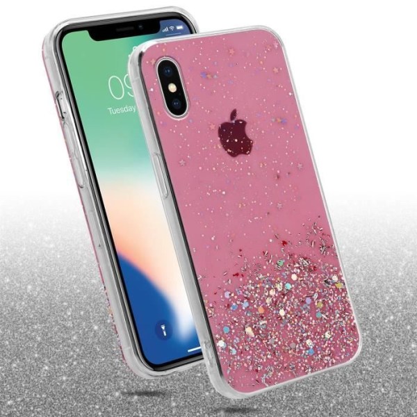 Fodral för Apple iPhone X / XS Fodral i rosa med glitterfodral Skyddande silikon TPU Glitter paljetter
