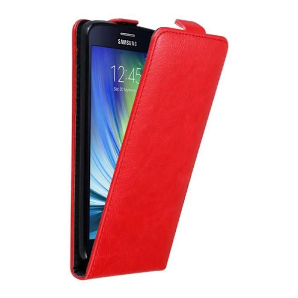 Flip-fodral - CADORABO - Samsung Galaxy A7 2015 - Röd konstläder - Magnetisk stängning - Fullständigt skydd Röd