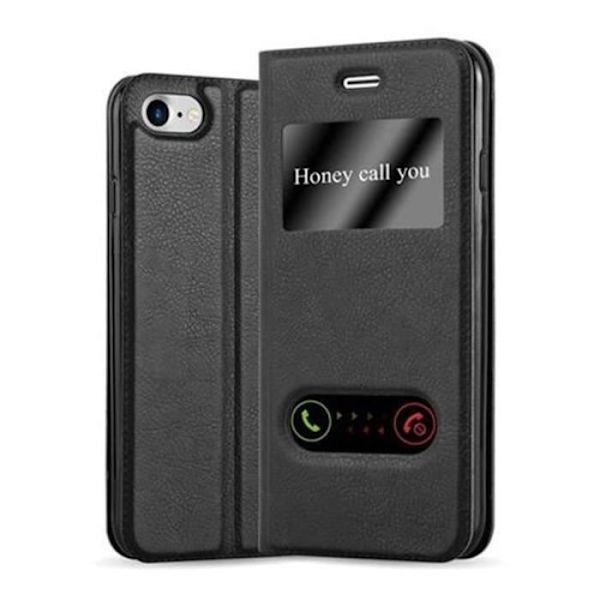 Apple iPhone 8 - iPhone 7 - iPhone 7S Fodral i COMET BLACK från Cadorabo (Design VIEW) Helt skyddsfodral med flipflik