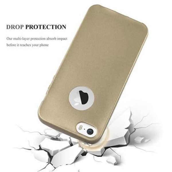 Fodral Apple iPhone 5 / 5S / SE METALLIC GOLD Cadorabo MATT METALLIC TPU Silikonskydd Fodral Cover Ultra Slim Bumper