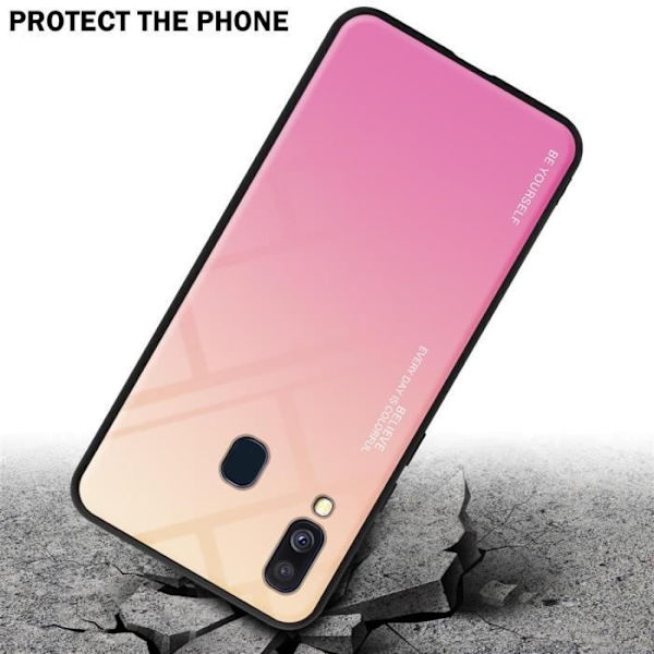 Coque - CADORABO - Samsung Galaxy A40 - Bicolörsk skydd - Halkfri - Flexibel TPU GUL, ROSA