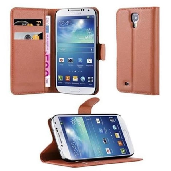 Cadorabo Fodral Samsung Galaxy S4 BRUNT Fodral Fodral Fullt skydd Magnetlås Stöder stativkortplats kastanj