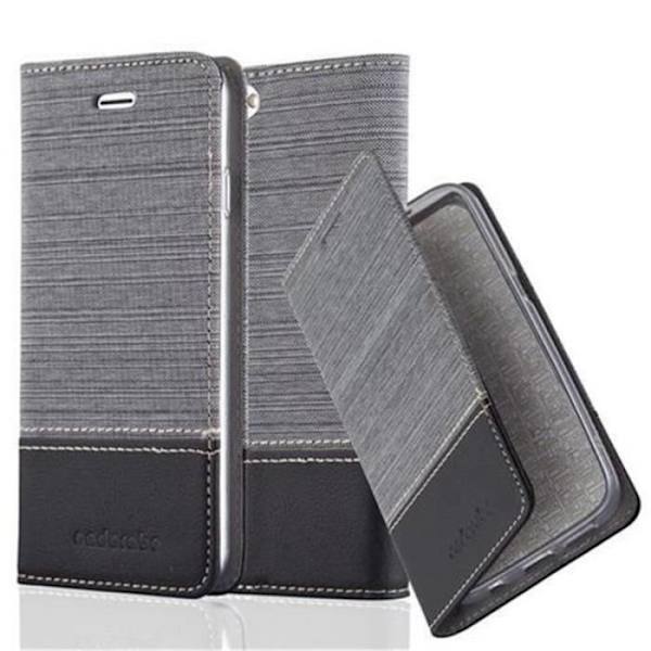 Apple iPhone 6 PLUS Fodral - iPhone 6S PLUS i GRÅ SVART från Cadorabo (TYG-LÄDER DESIGN) Helt skyddsfodral med