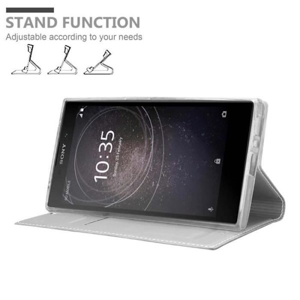 Etui Cadorabo för Sony Xperia L2 - Klassisk Silver - Skyddsfodral med Magnetisk Stängning Stödfunktion Pengar