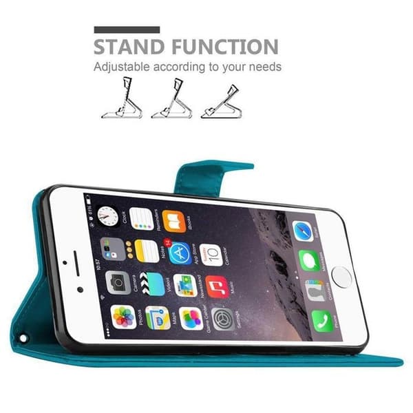 Fodral med lock för iPhone 6 PLUS / 6S PLUS Etui i BLÅ BLOMSTER Design Blomster Plånbok Blå