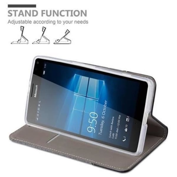 Nokia Lumia 950 XL Fodral i GRÅSVART från Cadorabo (TYG-LÄDERDESIGN) Helt skyddsfodral med Flip Flip och Mörkgrå