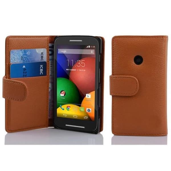 Fodral för Motorola MOTO E Flip-skal i NÖTBRUN Skydd Plånbok brun