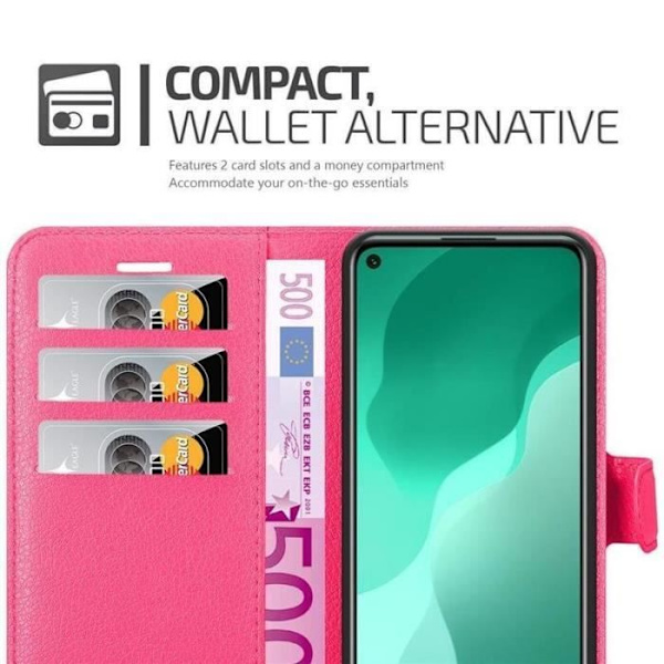 Fodral - CADORABO - Huawei Nova 7 Se - Läderimitation - Rosa - Stativfunktion Rosa