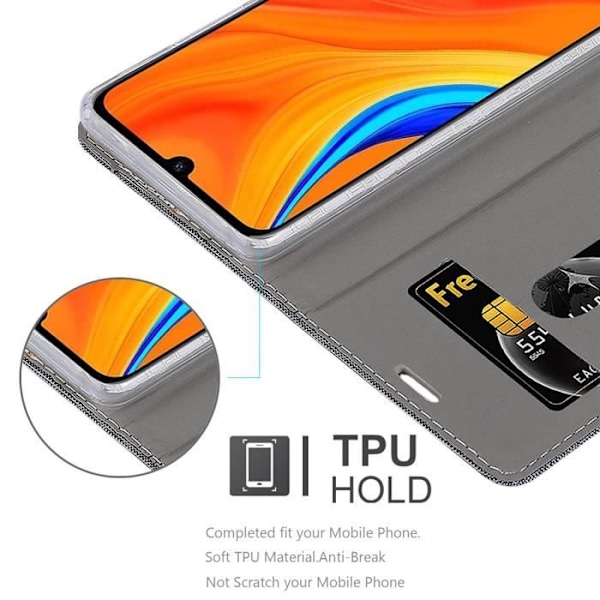 Coque för Huawei Y6S - CADORABO - Fodral i konstläder - Grå Svart - Magnetisk stängning - Ställfunktion MÖRKGRÅ