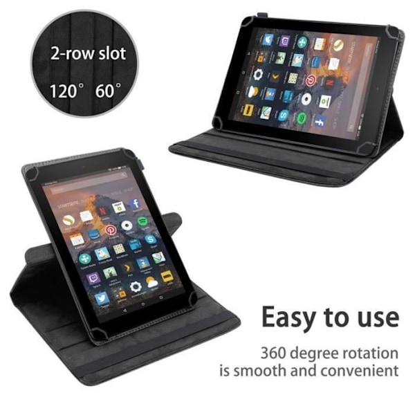 Plattformsfodral - CADORABO - Kindle FIRE HD 10 2017 - 360° skydd - konstläder - svart SVART
