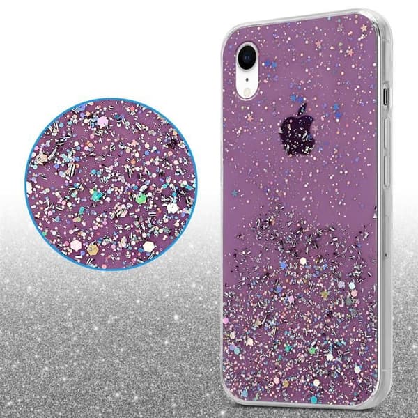 iPhone XR Skal Lila med Glitter Skydd Glittrande Design Violett