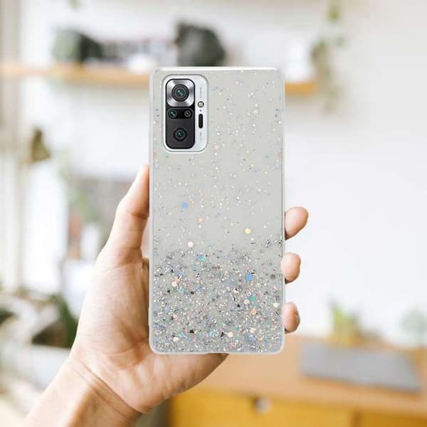 Transparent skal för Xiaomi RedMi NOTE 10 PRO med glitter, skyddande design med glittrande effekt Vit