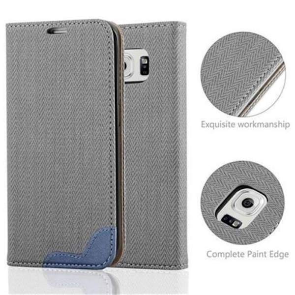 Cadorabo Fodral till Samsung Galaxy S6 EDGE , GRÅ BLÅ Design RAFFIA EDGE