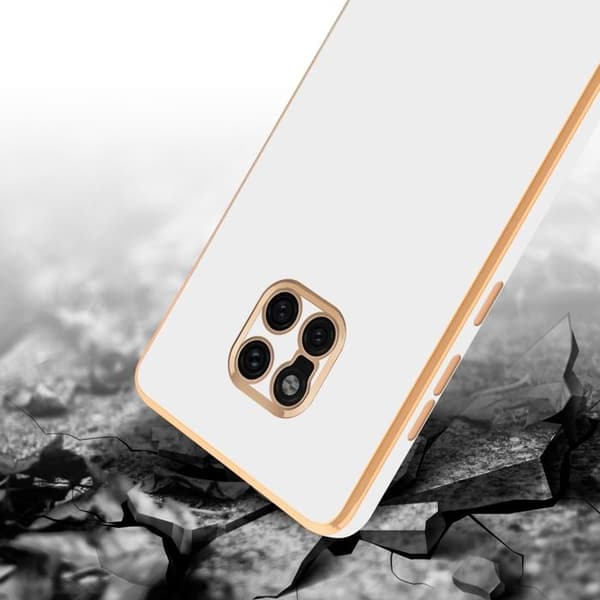 Fodral för Huawei MATE 20 PRO Glansig Vit - Guld med skydd för kamera Vit