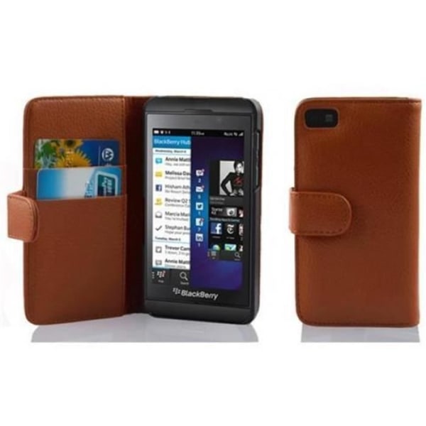 Fodral till Blackberry Z10 - CADORABO - Brunt konstläder - 360° flik - Integrerat skydd kastanj