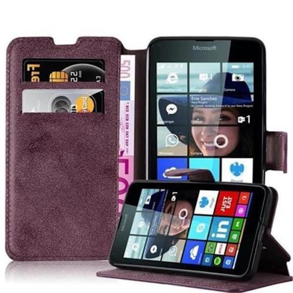 Cadorabo Nokia Lumia 640 Fodral RETRO LOOK Magnetisk skyddsfodral som stöder stativ och kortplats RED-MATT