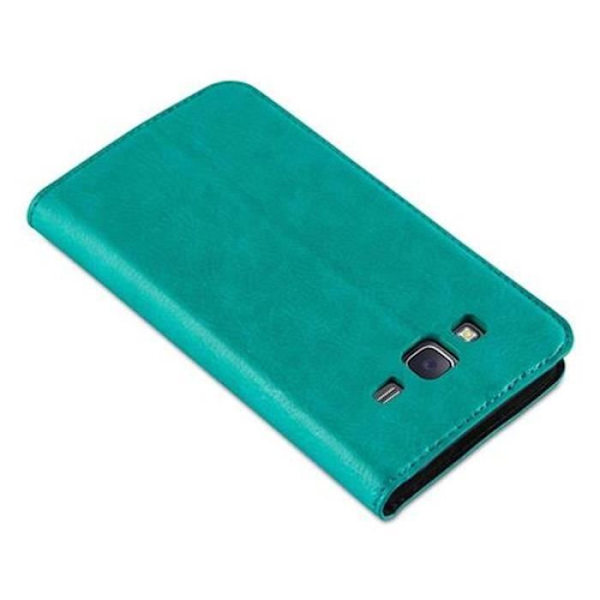 Cadorabo Fodral Samsung Galaxy J5 2015 TURKOS Osynlig magnetisk STÄNGNING Fodral Fodral stöder kortplats för stativ