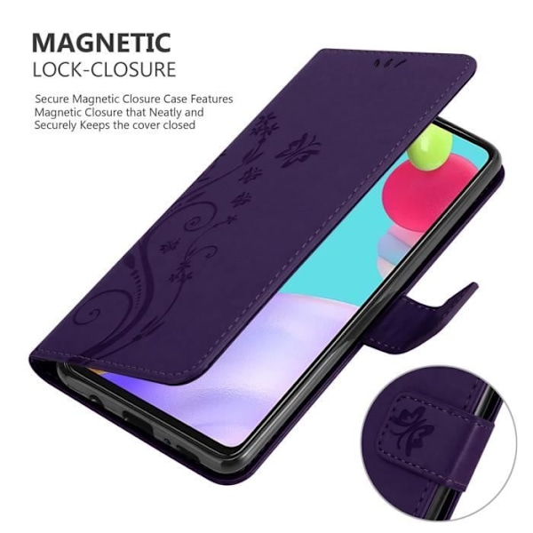 Coque - CADORABO - Samsung Galaxy A52 (4G/5G) / A52s - Similicuir - Blommig - Magnetisk stängning Mörk lila