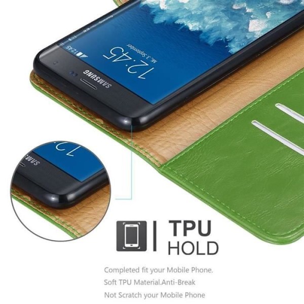 Fodral - CADORABO - Samsung Galaxy NOTE EDGE - Grön - Imiterat läder - Stativfunktion och kortfack Grön