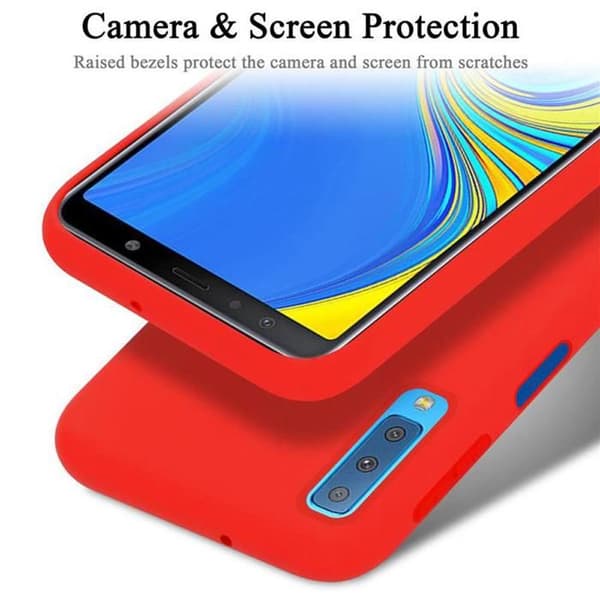 Skyddande stötsäker skal för Samsung Galaxy A7 2018 i LIQUID RED Röd